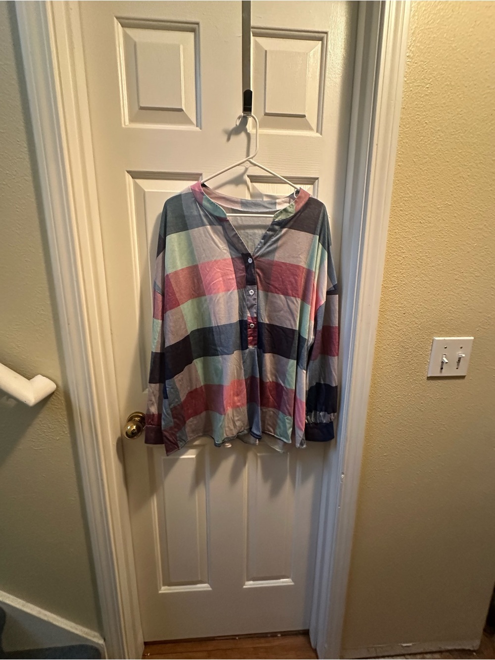 Striped Button Front Lightweight Top - Mint, Pink, Navy